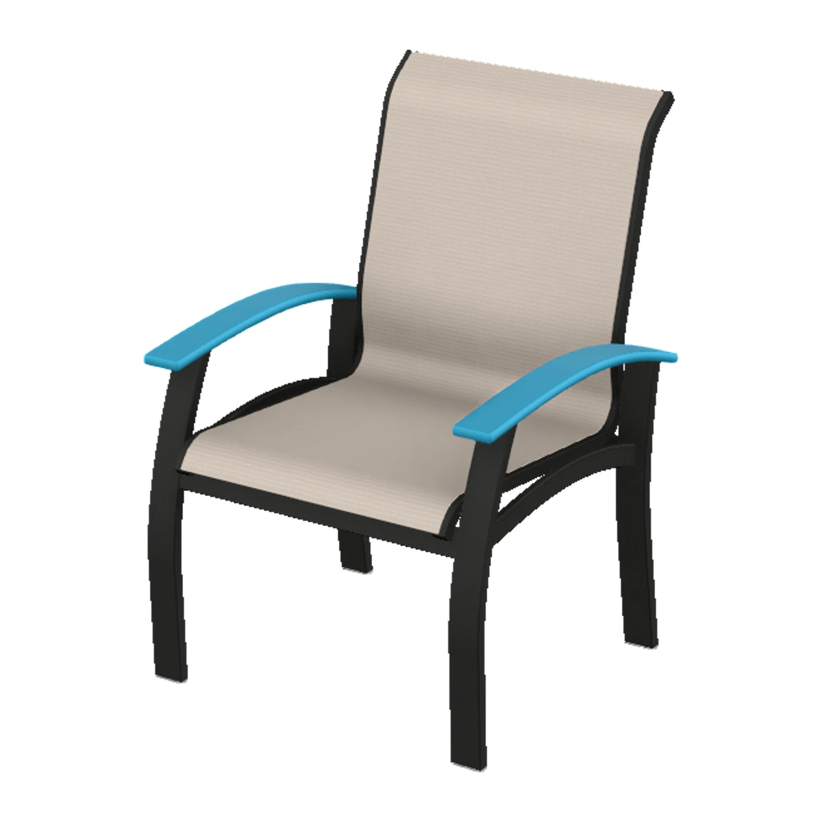 Belle Isle Sling Dining Armchair — Black PC / Aqua Accents