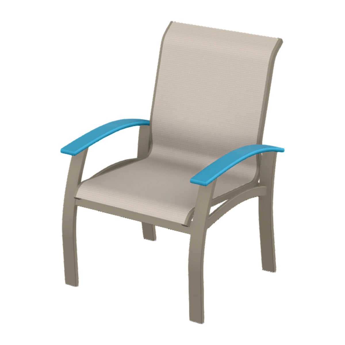 Belle Isle Sling Dining Armchair — Storm PC / Aqua Accents