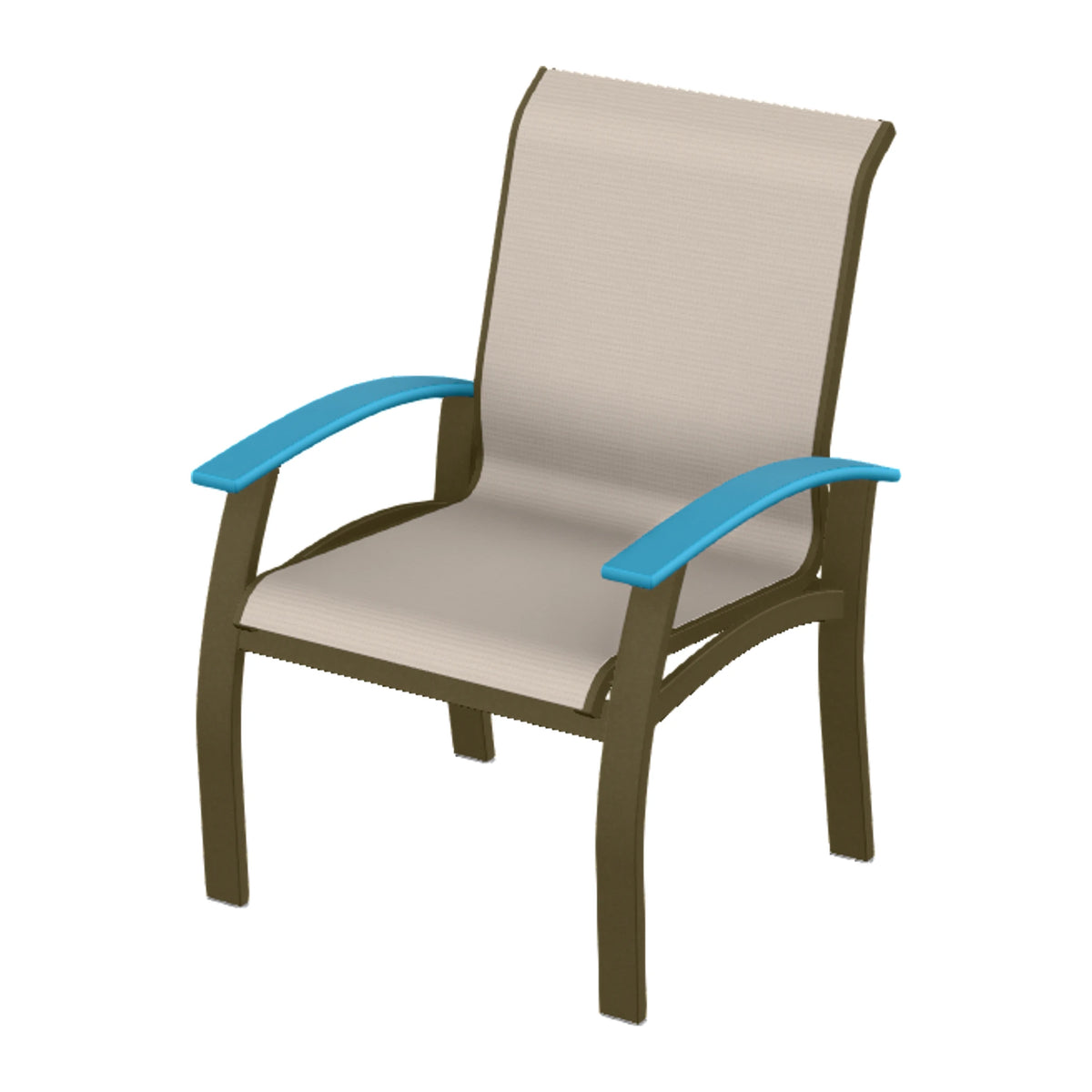 Belle Isle Sling Dining Armchair — Beachwood PC / Aqua Accents
