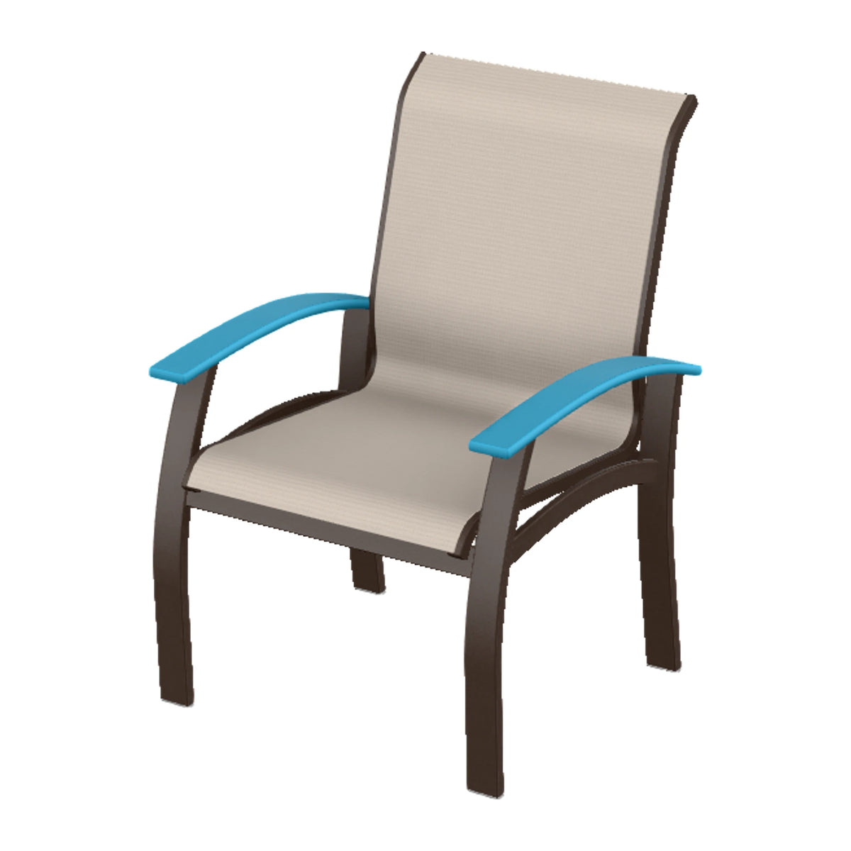 Belle Isle Sling Dining Armchair — Kona PC / Aqua Accents