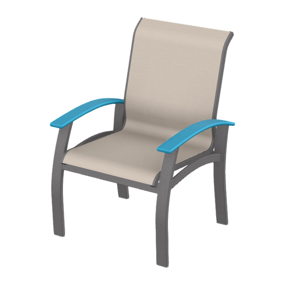 Belle Isle Sling Dining Armchair — Graphite Txt PC / Aqua Accents