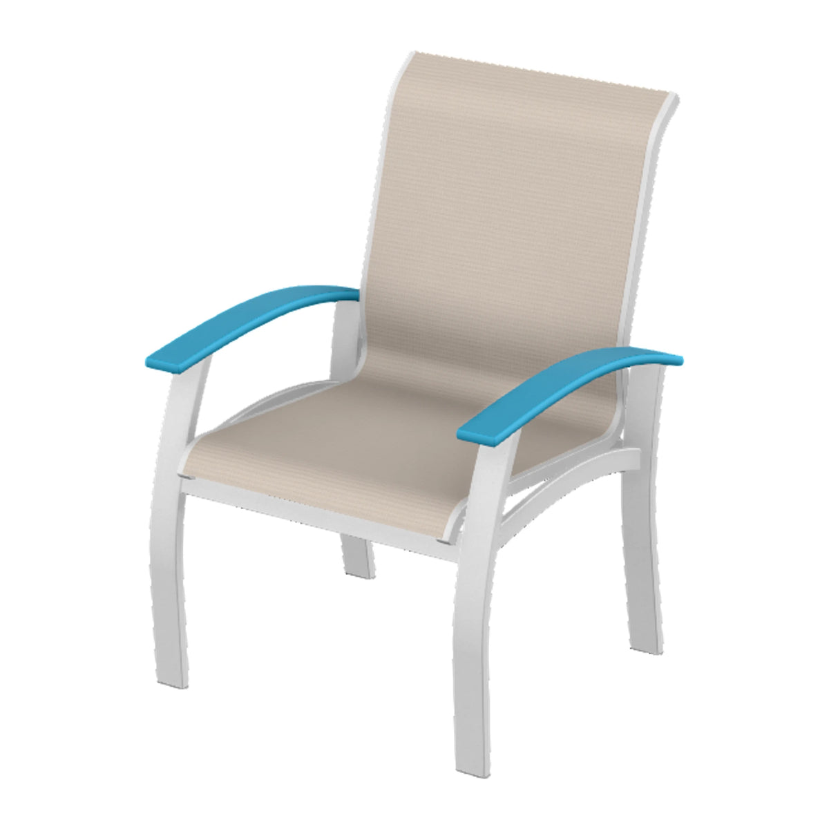 Belle Isle Sling Dining Armchair — White Txt PC / Aqua Accents