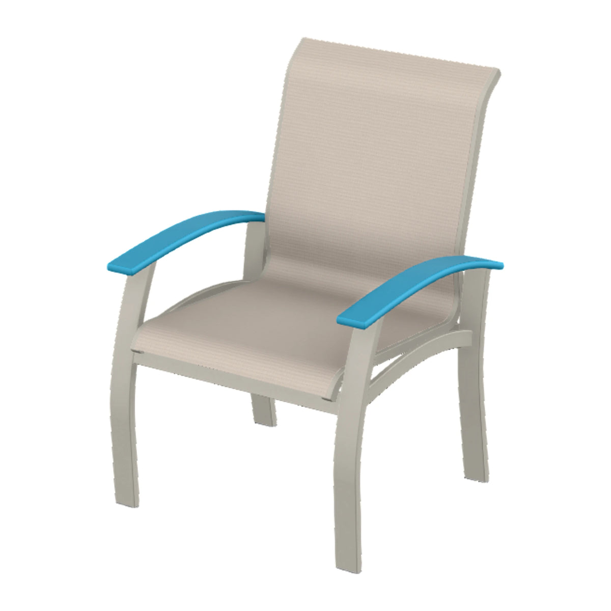 Belle Isle Sling Dining Armchair — Warm Grey PC / Aqua Accents
