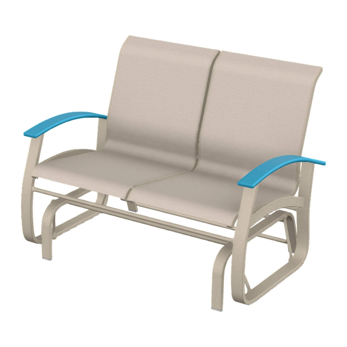 Belle Isle Sling Loveseat Glider — Desert Sand PC / Aqua Accents
