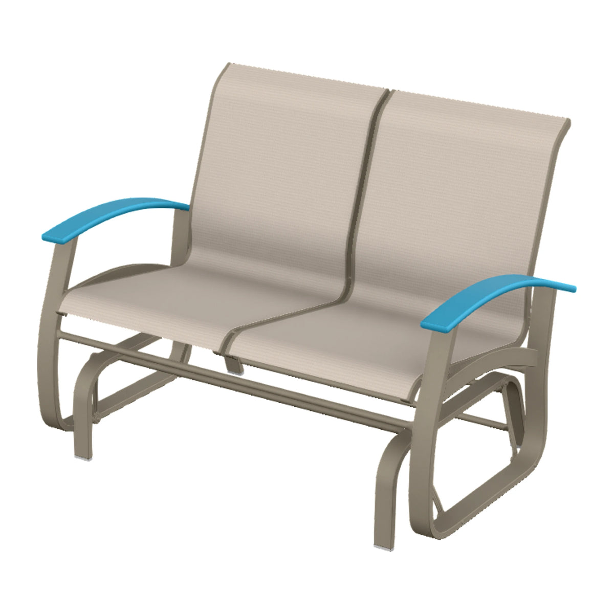 Belle Isle Sling Loveseat Glider — Storm PC / Aqua Accents