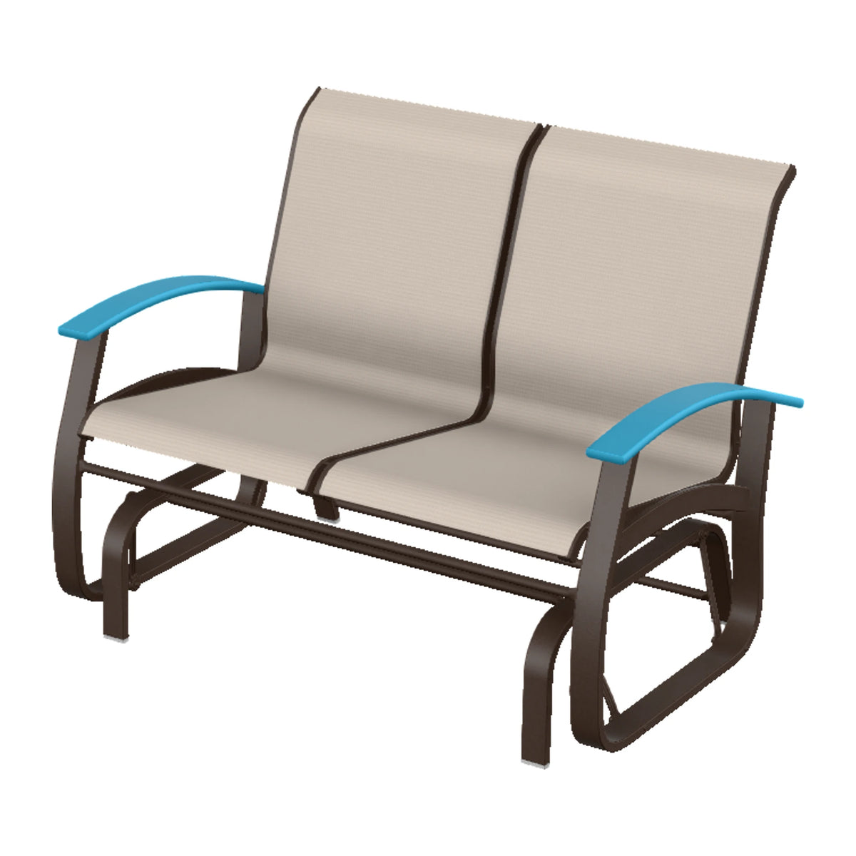 Belle Isle Sling Loveseat Glider — Kona PC / Aqua Accents