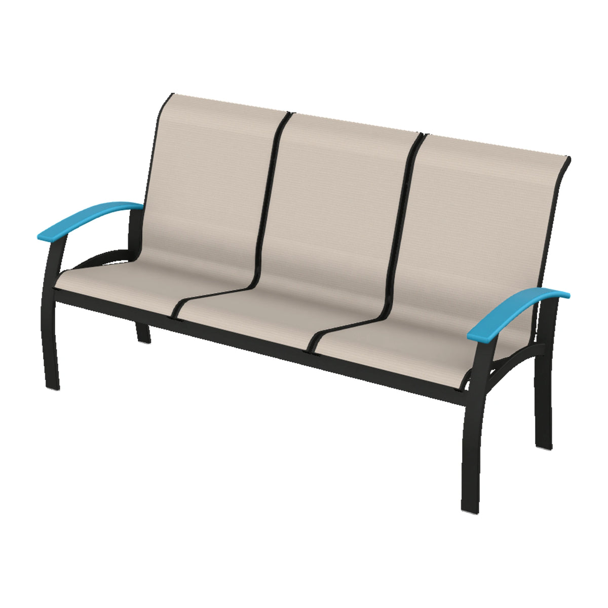 Belle Isle Sling Sofa — Black PC / Aqua Accents