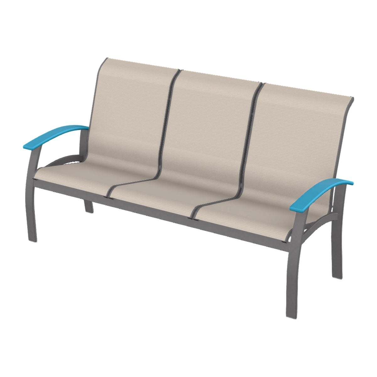 Belle Isle Sling Sofa — Graphite Txt PC / Aqua Accents