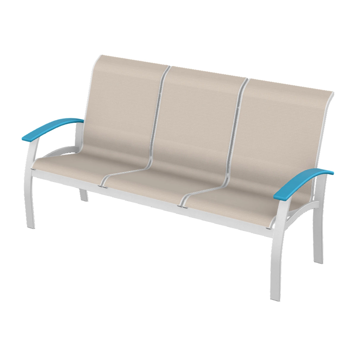 Belle Isle Sling Sofa — White Txt PC / Aqua Accents