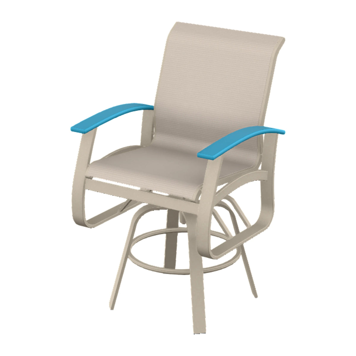 Belle Isle Sling Balcony Swivel Chair — Desert Sand PC / Aqua Accents