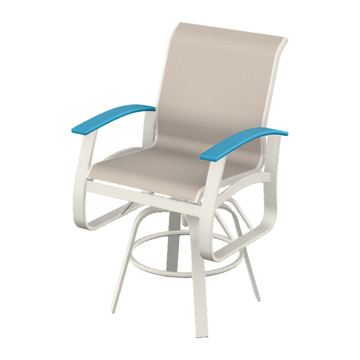Belle Isle Sling Balcony Swivel Chair — Snow PC / Aqua Accents