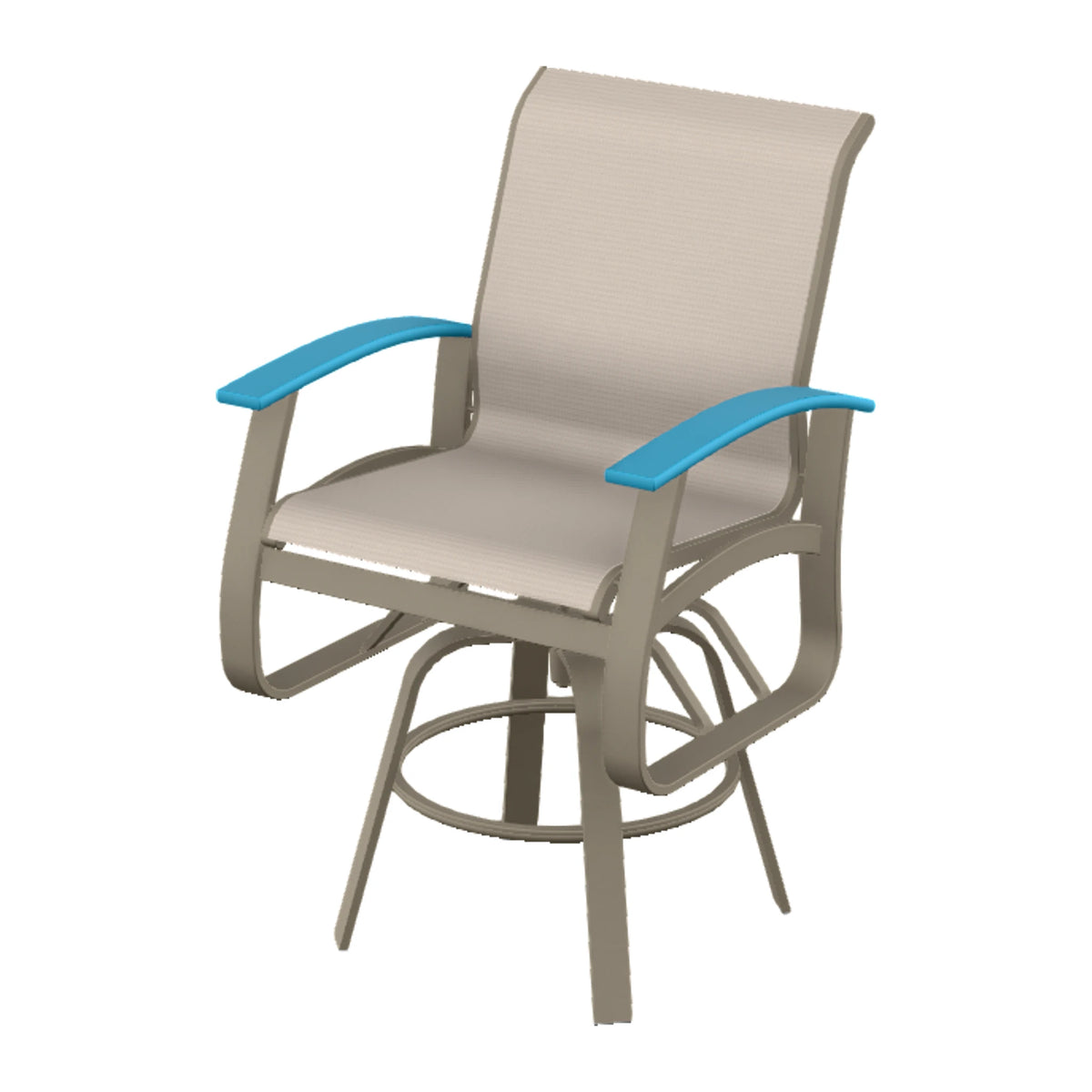 Belle Isle Sling Balcony Swivel Chair — Storm PC / Aqua Accents