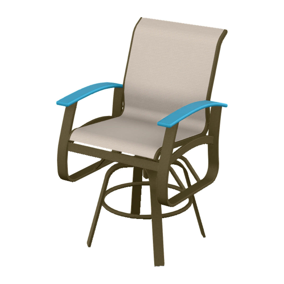 Belle Isle Sling Balcony Swivel Chair — Beachwood PC / Aqua Accents