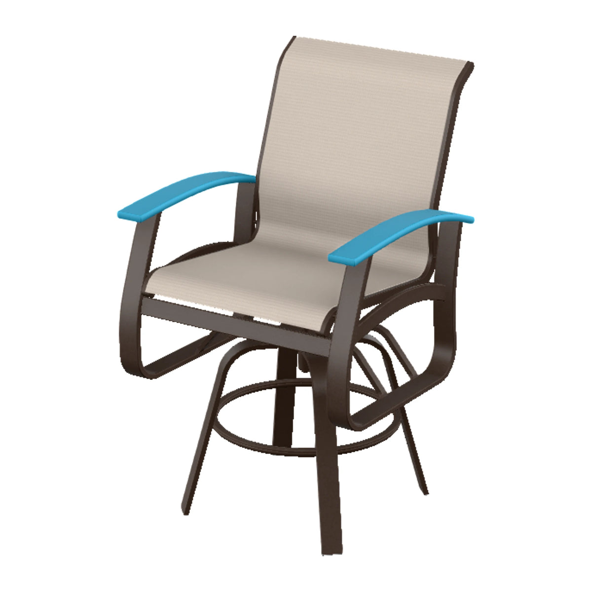 Belle Isle Sling Balcony Swivel Chair — Kona PC / Aqua Accents