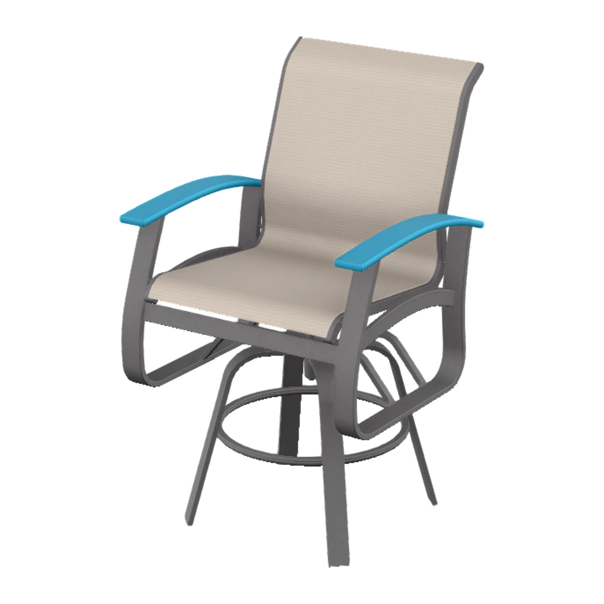 Belle Isle Sling Balcony Swivel Chair — Graphite Txt PC / Aqua Accents