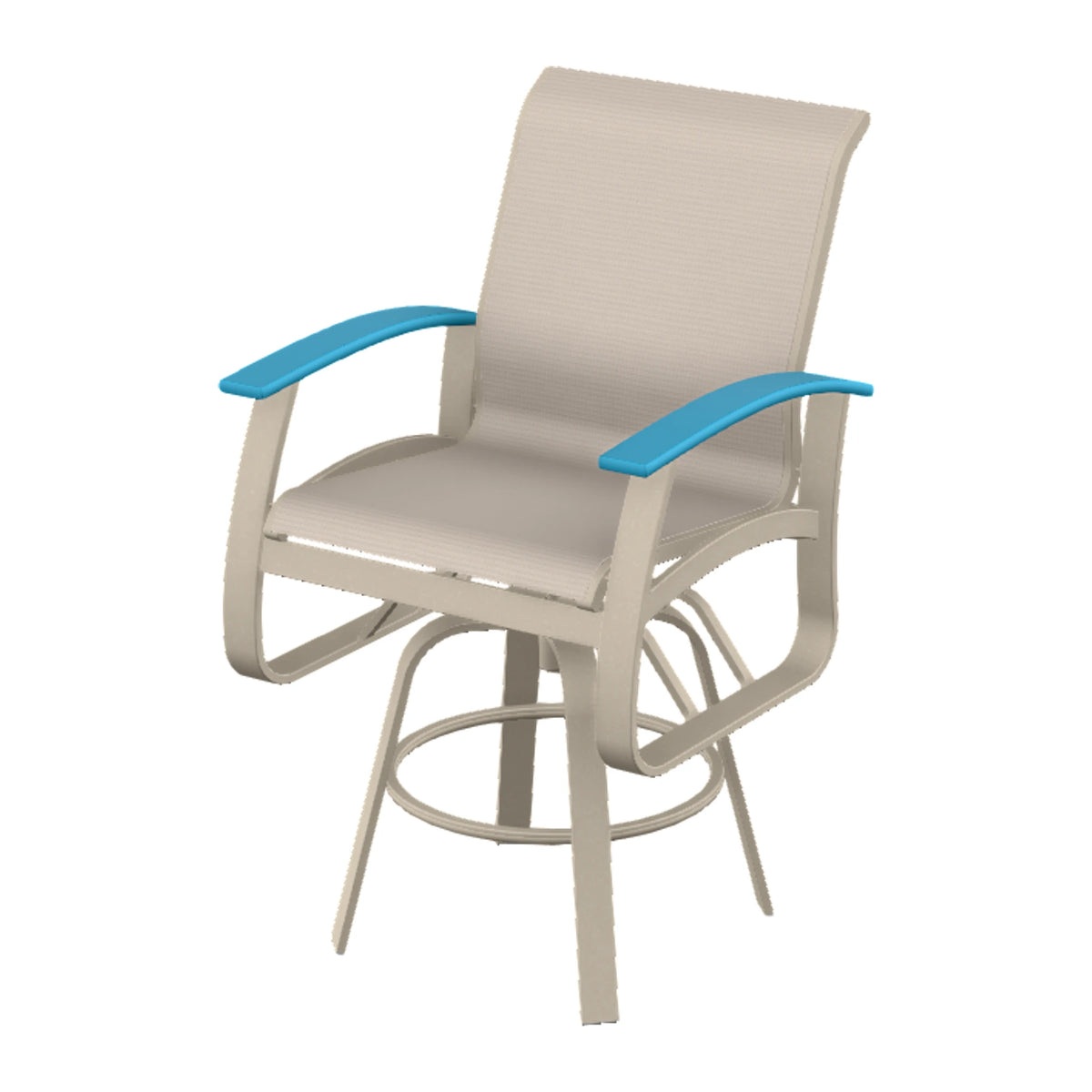 Belle Isle Sling Bar Swivel Chair — Desert Sand PC / Aqua Accents