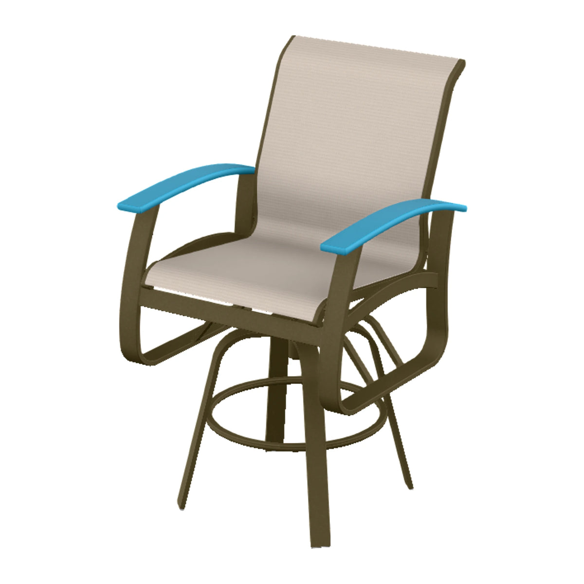 Belle Isle Sling Bar Swivel Chair — Beachwood PC / Aqua Accents