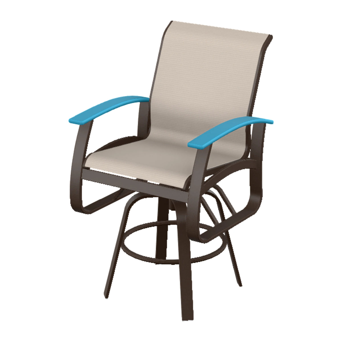Belle Isle Sling Bar Swivel Chair — Kona PC / Aqua Accents
