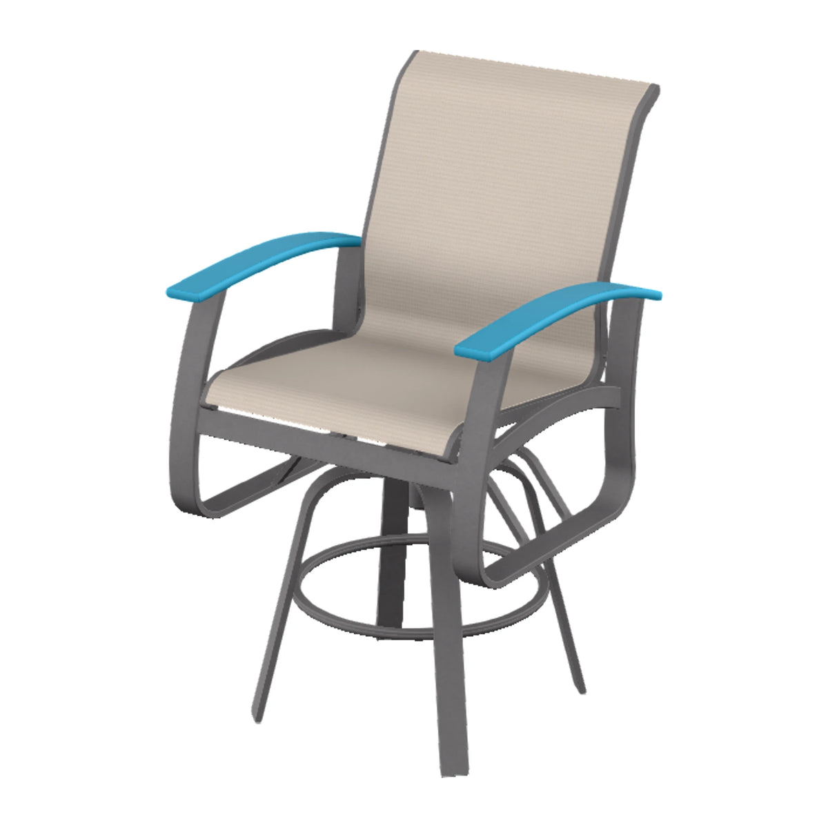 Belle Isle Sling Bar Swivel Chair — Graphite Txt PC / Aqua Accents