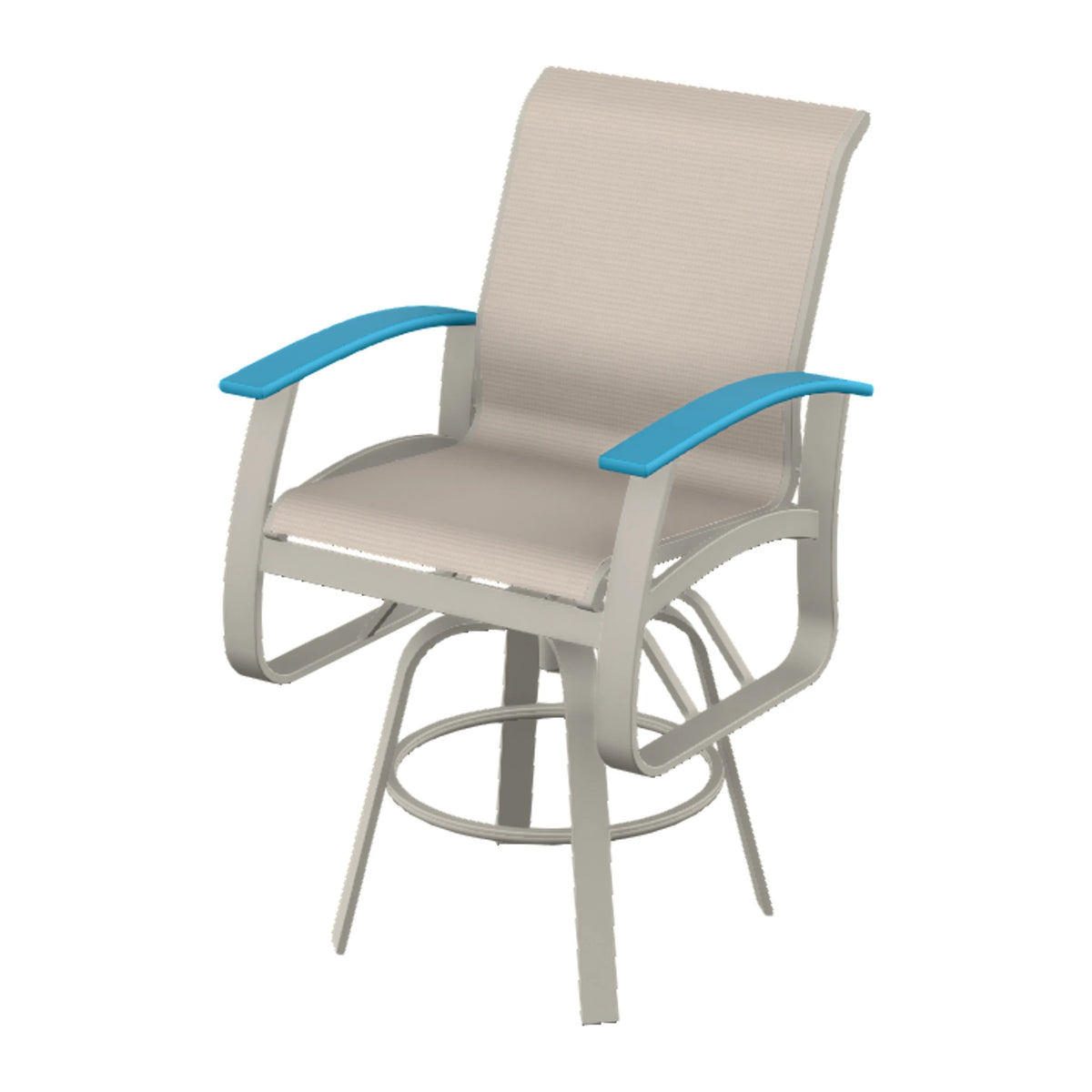 Belle Isle Sling Bar Swivel Chair — Warm Grey PC / Aqua Accents