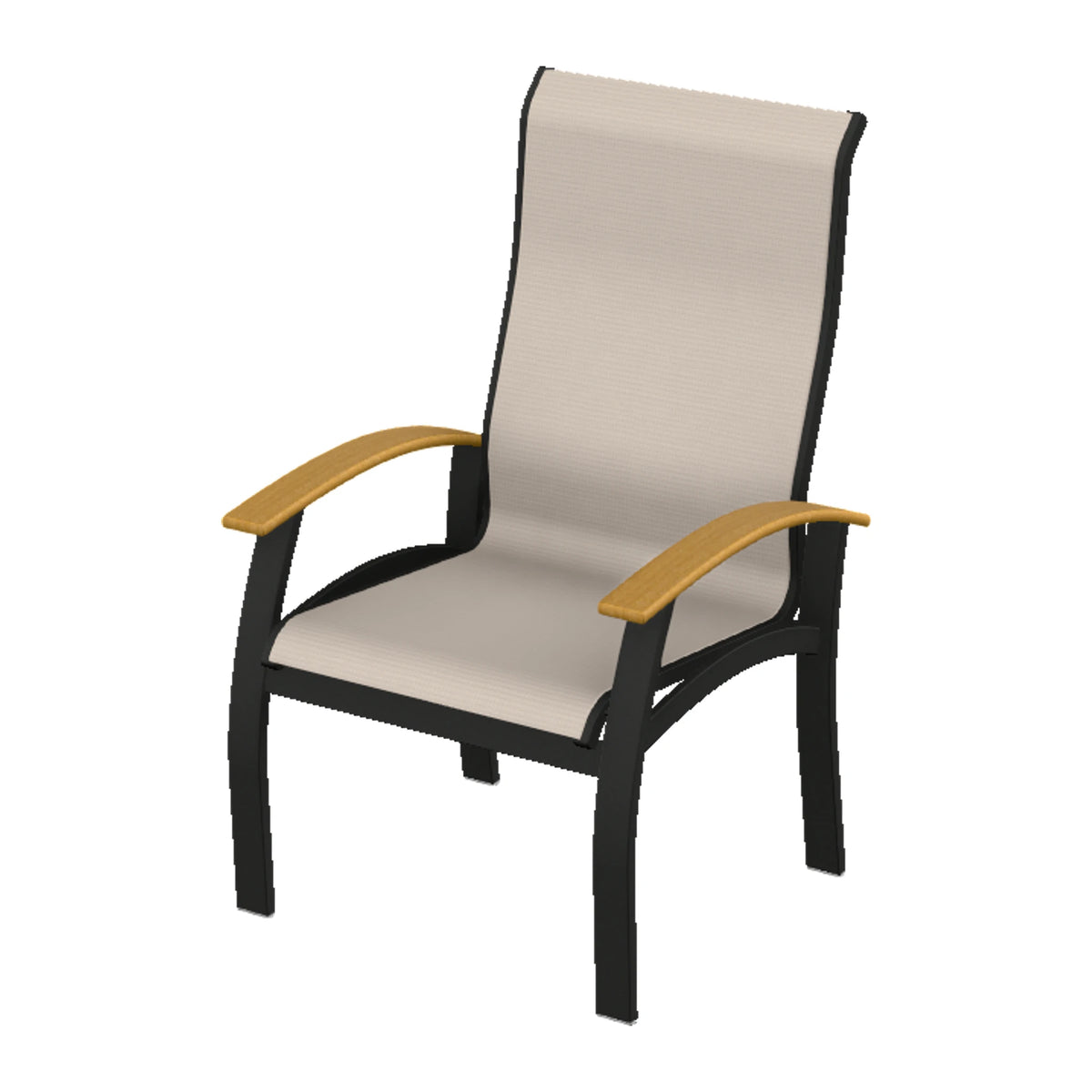 Belle Isle Sling Supreme Height Armchair — Black PC / Teak Accents