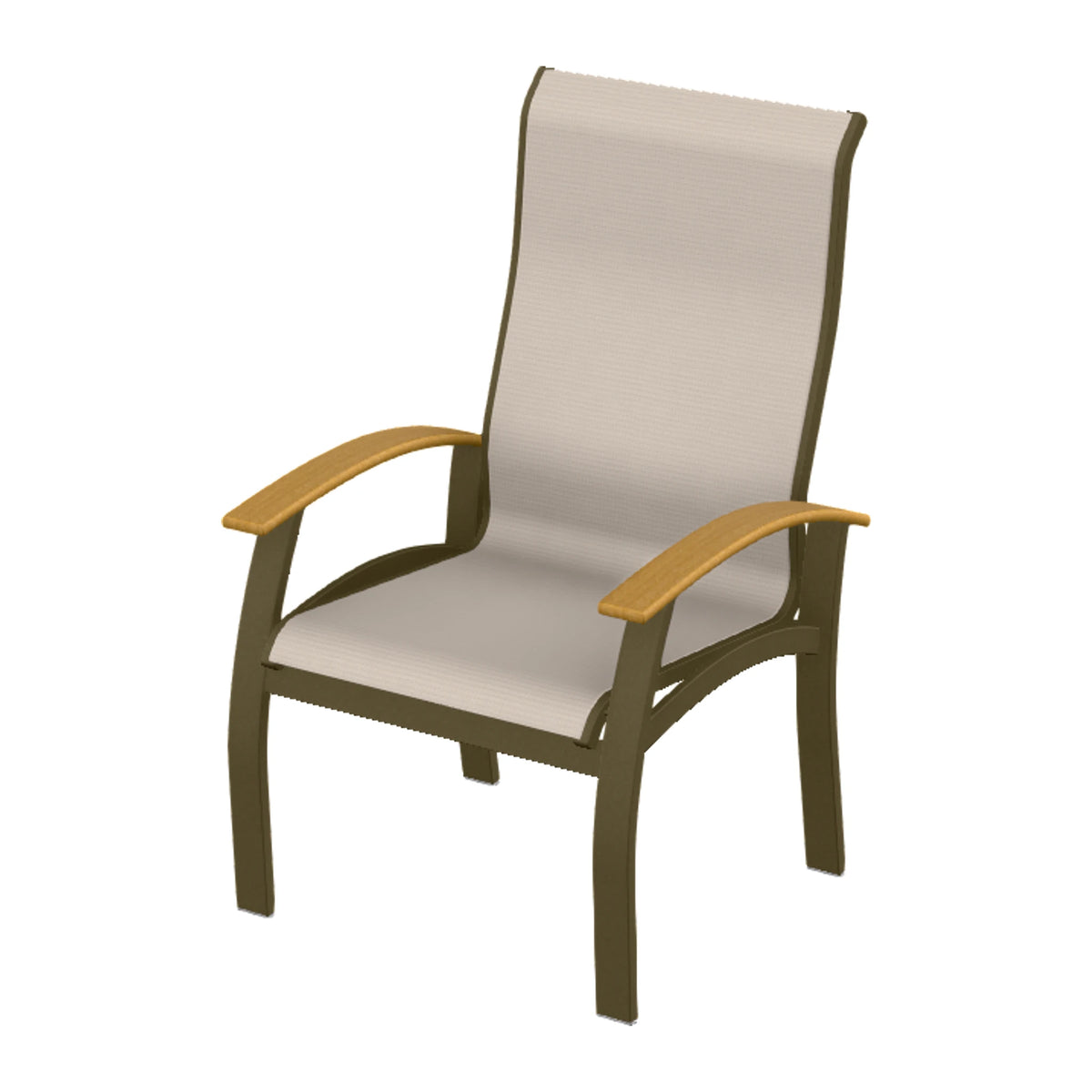 Belle Isle Sling Supreme Height Armchair — Beachwood PC / Teak Accents