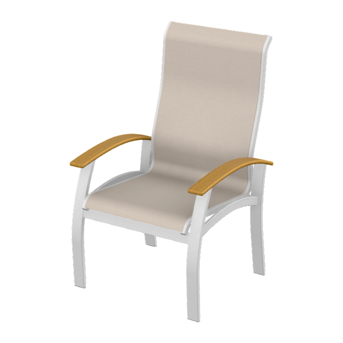 Belle Isle Sling Supreme Height Armchair — White Txt PC / Teak Accents