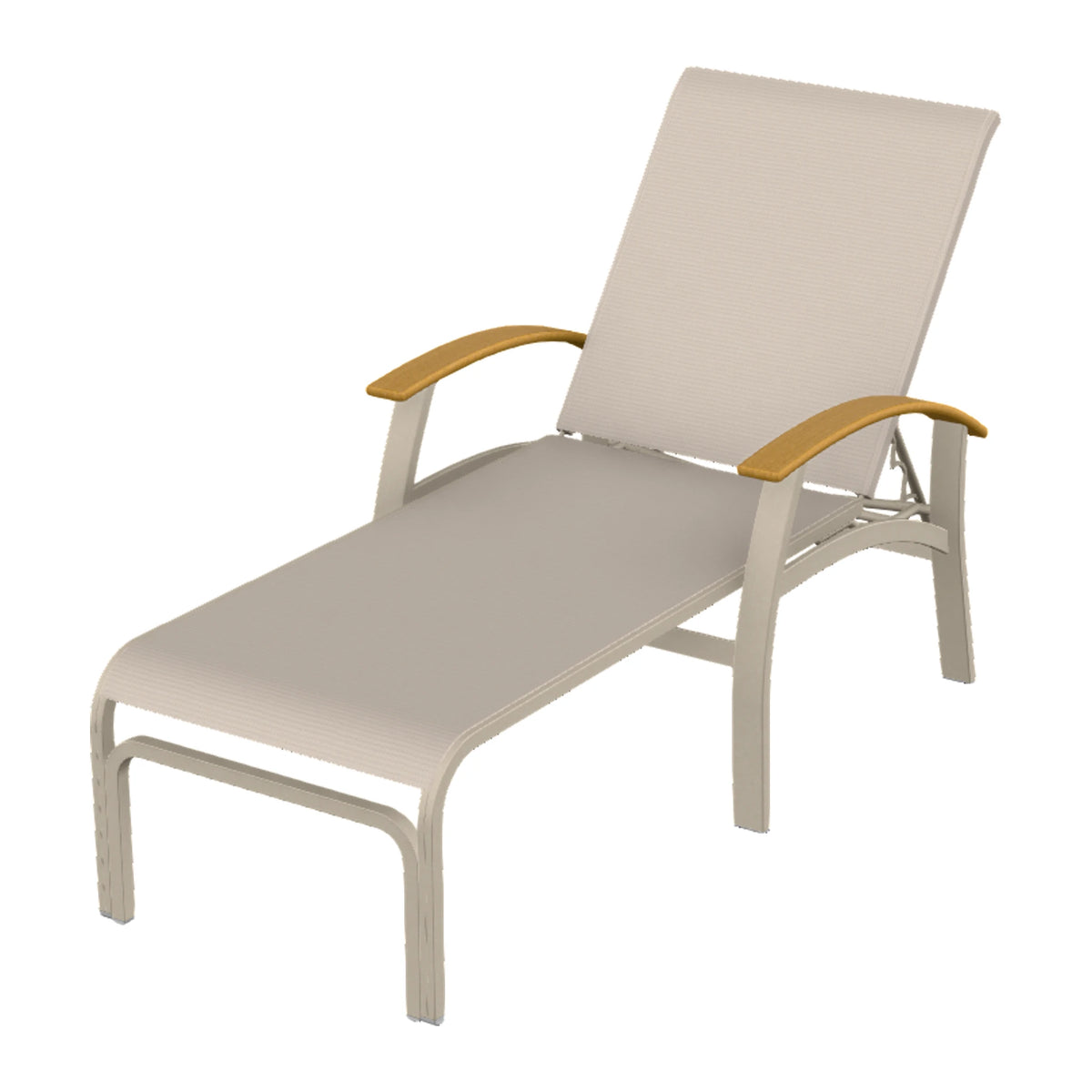 Belle Isle Sling Chaise — Desert Sand PC / Teak Accents