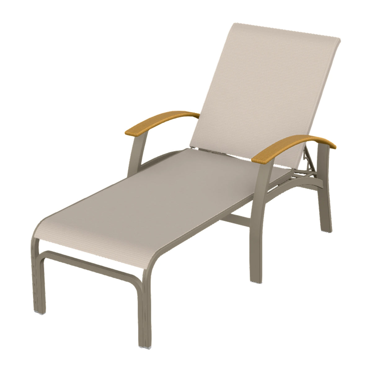 Belle Isle Sling Chaise — Storm PC / Teak Accents