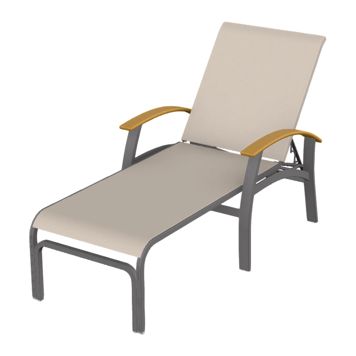 Belle Isle Sling Chaise — Graphite Txt PC / Teak Accents