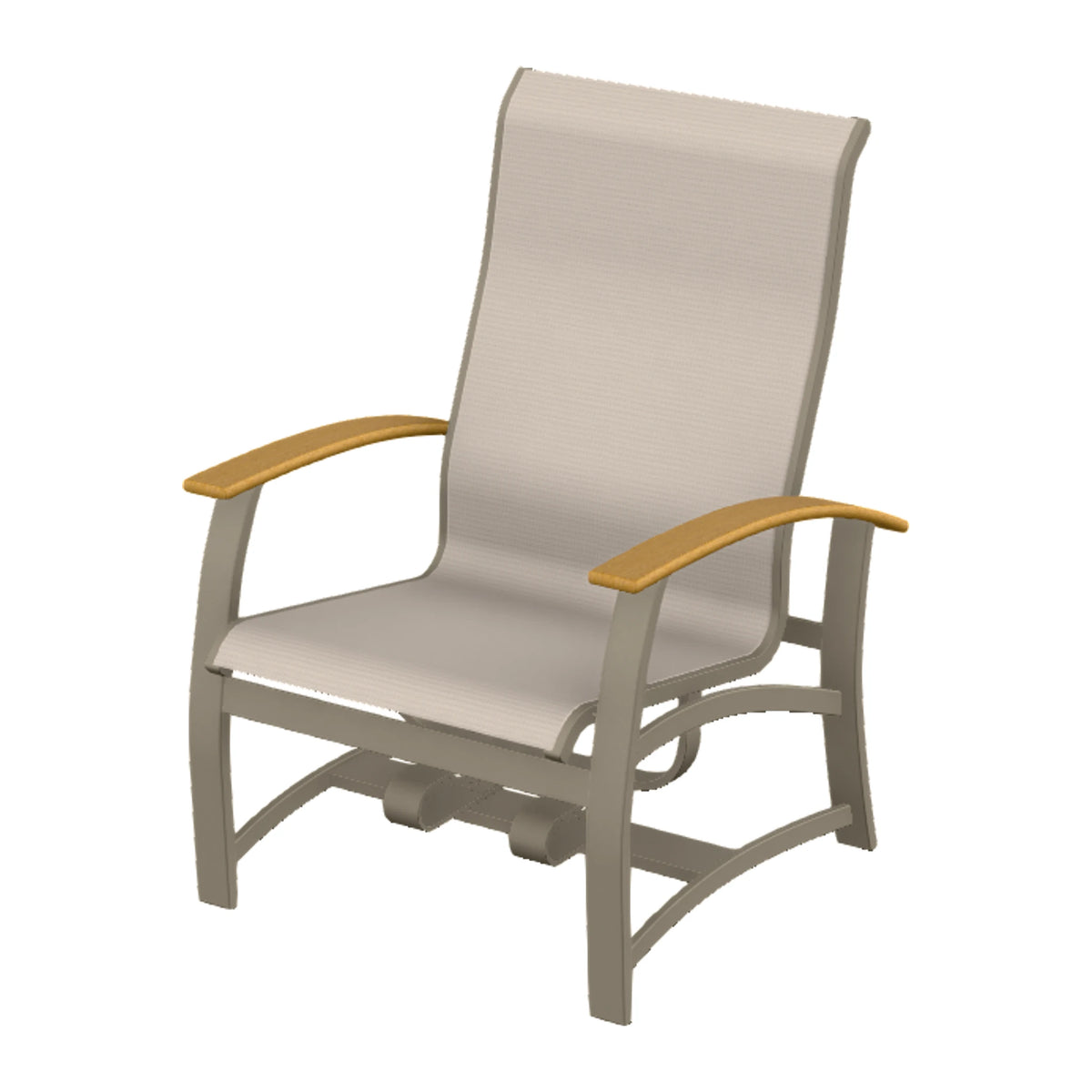 Belle Isle Sling Chat Chair w/ Hidden Motion — Storm PC / Teak Accents