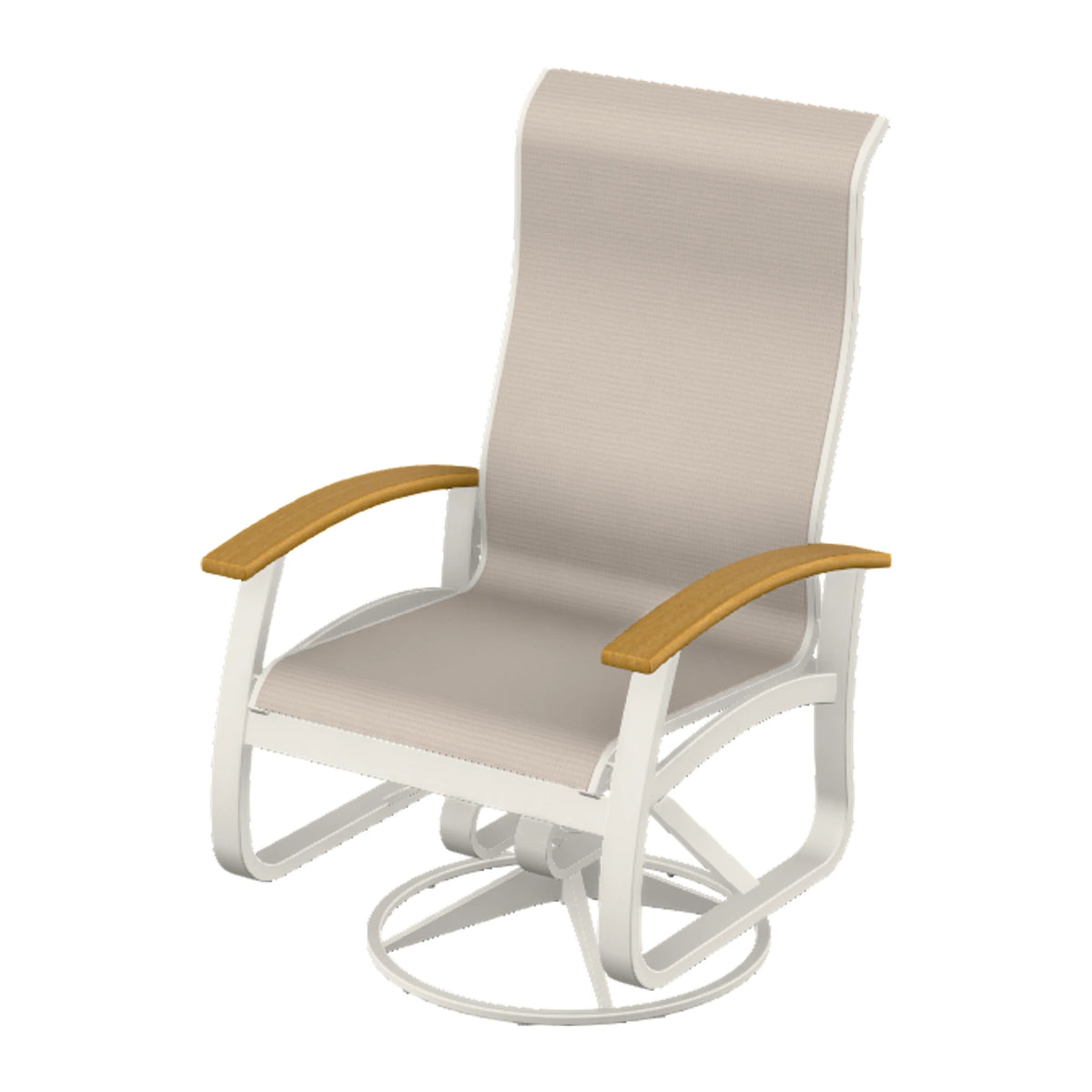 Belle Isle Sling Supreme Height Swivel Rocker — Snow PC / Teak Accents