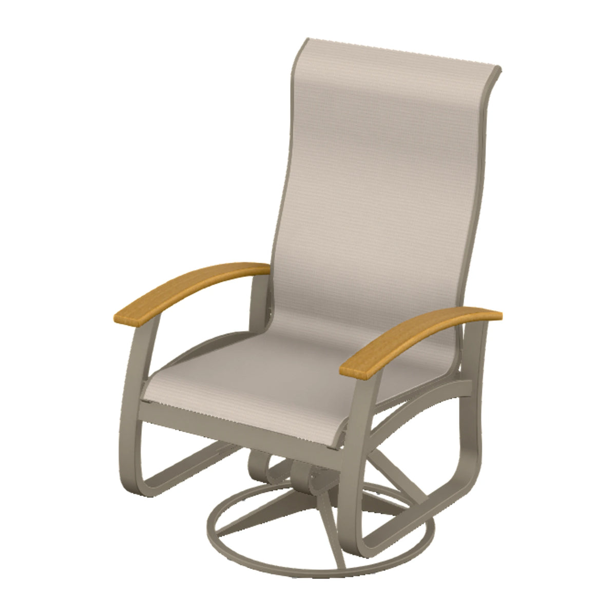 Belle Isle Sling Supreme Height Swivel Rocker — Storm PC / Teak Accents