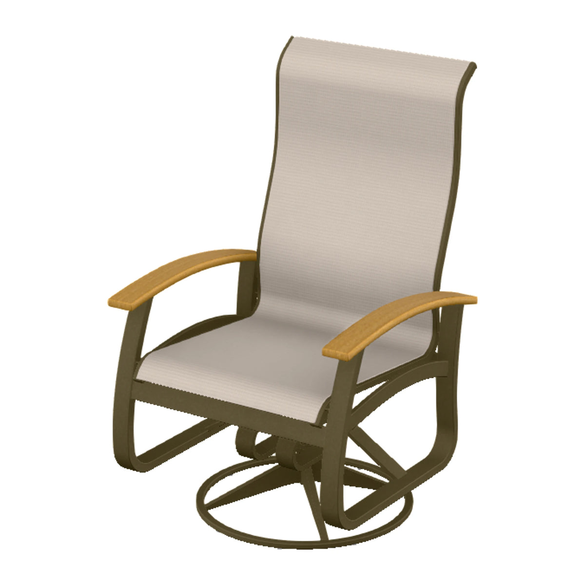 Belle Isle Sling Supreme Height Swivel Rocker — Beachwood PC / Teak Accents