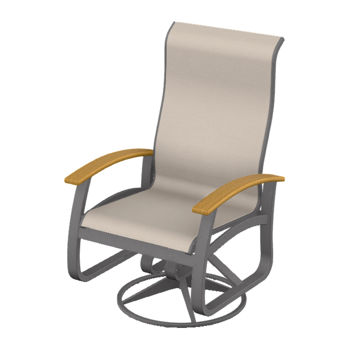 Belle Isle Sling Supreme Height Swivel Rocker — Graphite Txt PC / Teak Accents
