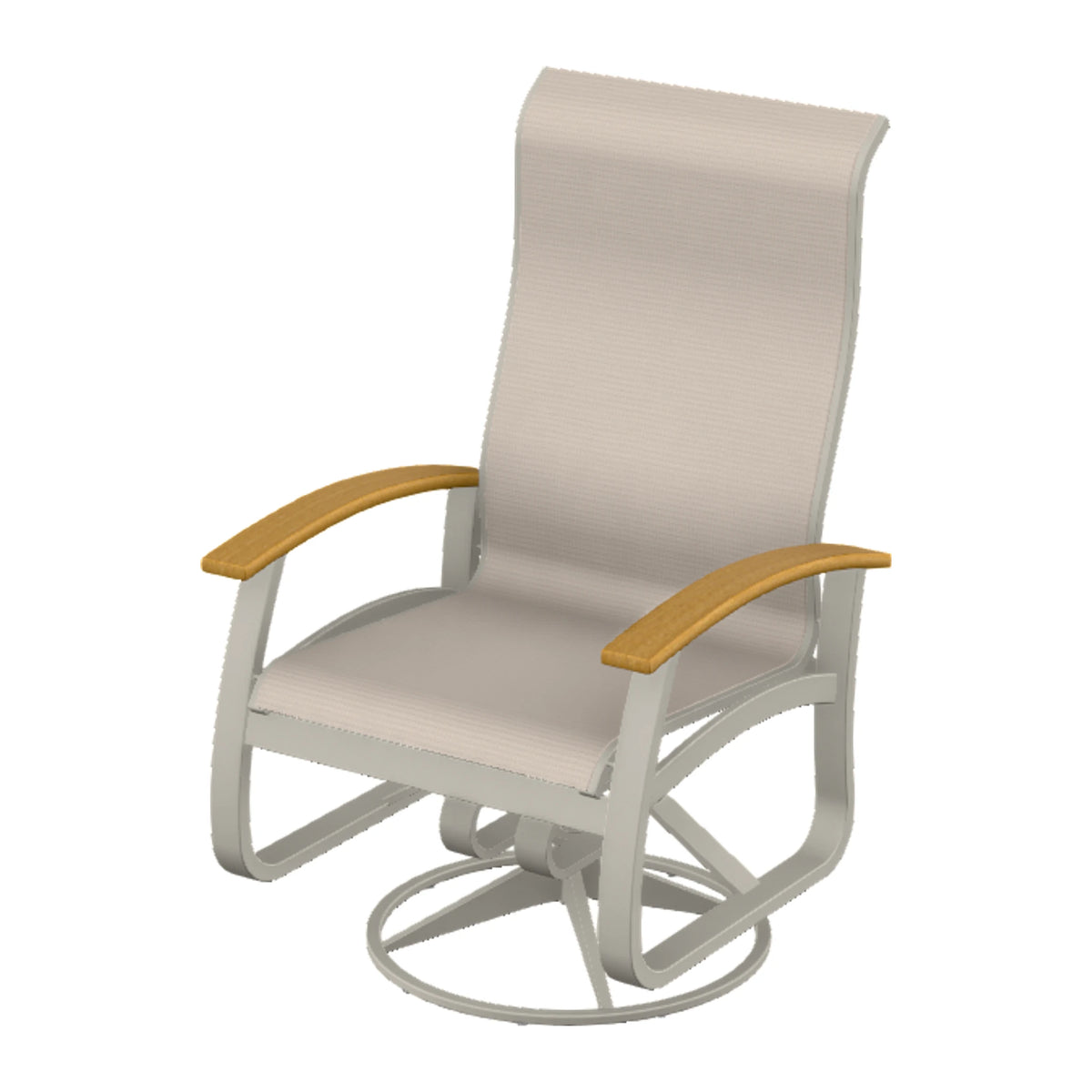 Belle Isle Sling Supreme Height Swivel Rocker — Warm Grey PC / Teak Accents