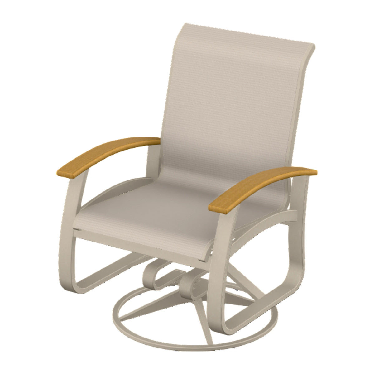 Belle Isle Sling Swivel Rocker — Desert Sand PC / Teak Accents