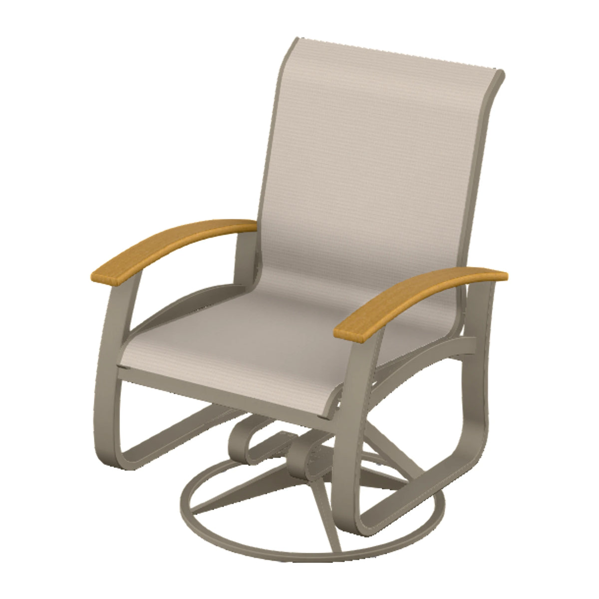 Belle Isle Sling Swivel Rocker — Storm PC / Teak Accents