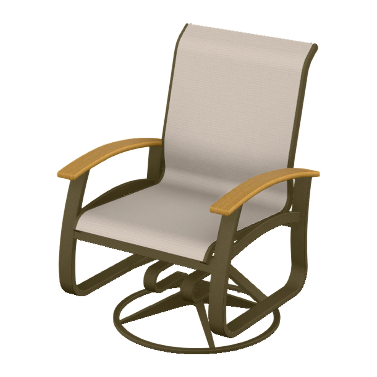 Belle Isle Sling Swivel Rocker — Beachwood PC / Teak Accents