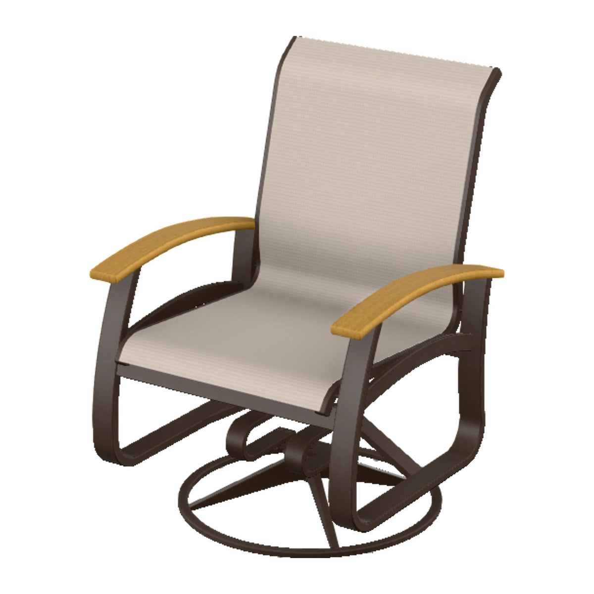 Belle Isle Sling Swivel Rocker — Kona PC / Teak Accents