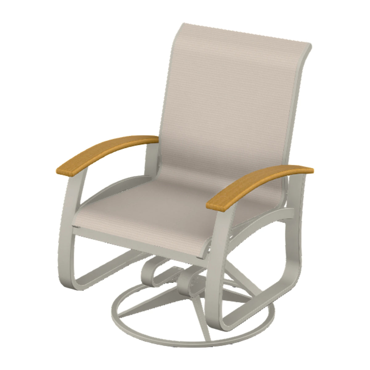 Belle Isle Sling Swivel Rocker — Warm Grey PC / Teak Accents