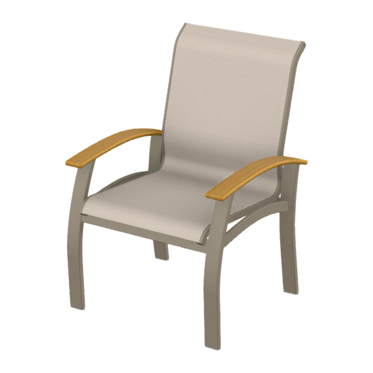Belle Isle Sling Dining Armchair — Storm PC / Teak Accents