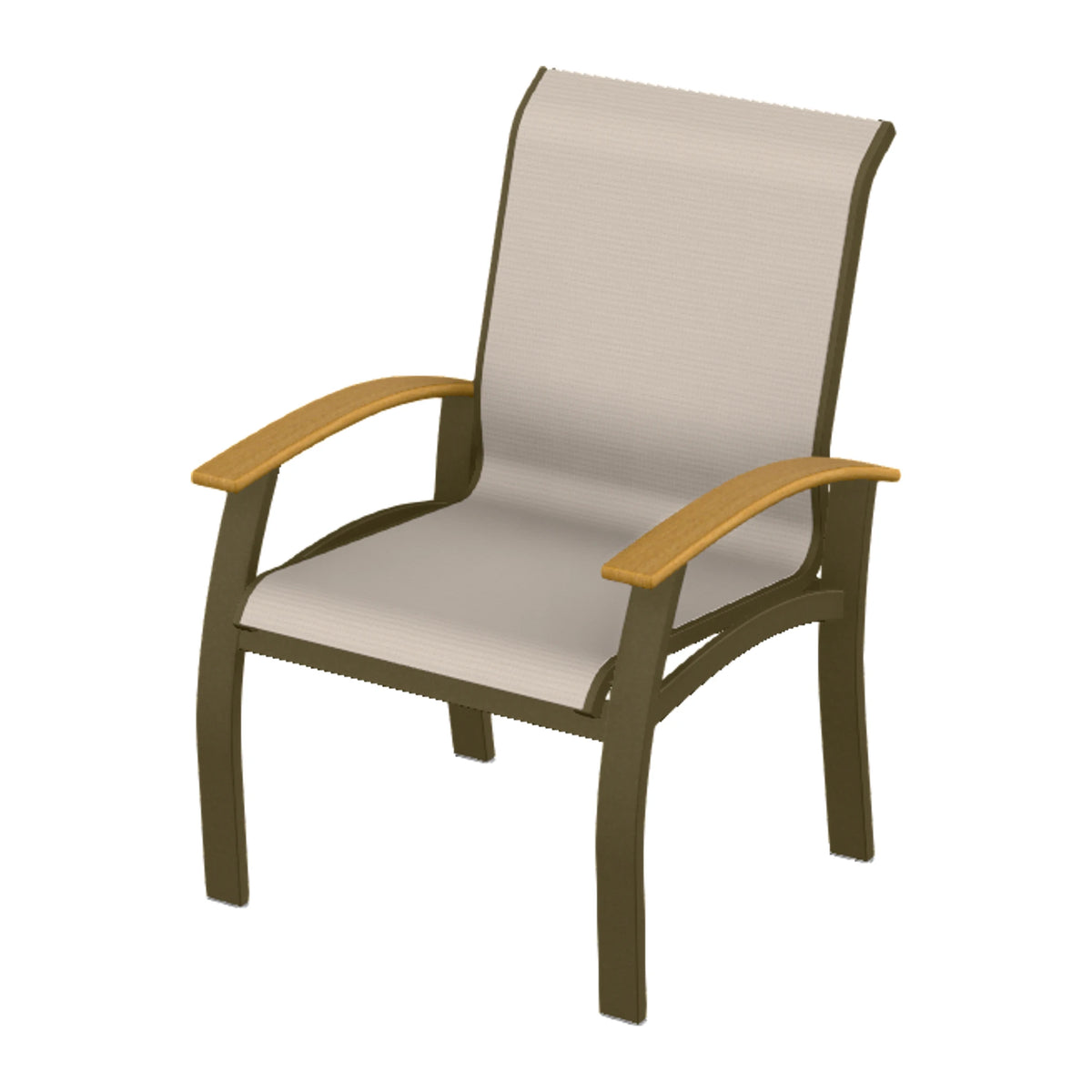 Belle Isle Sling Dining Armchair — Beachwood PC / Teak Accents
