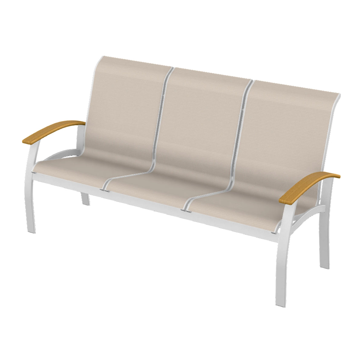 Belle Isle Sling Sofa — White Txt PC / Teak Accents