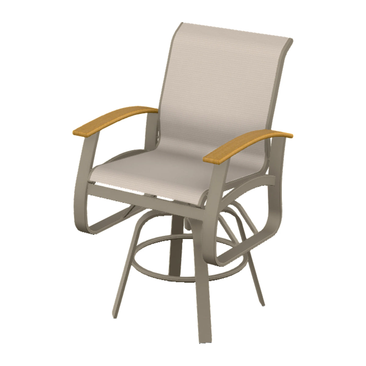 Belle Isle Sling Balcony Swivel Chair — Storm PC / Teak Accents
