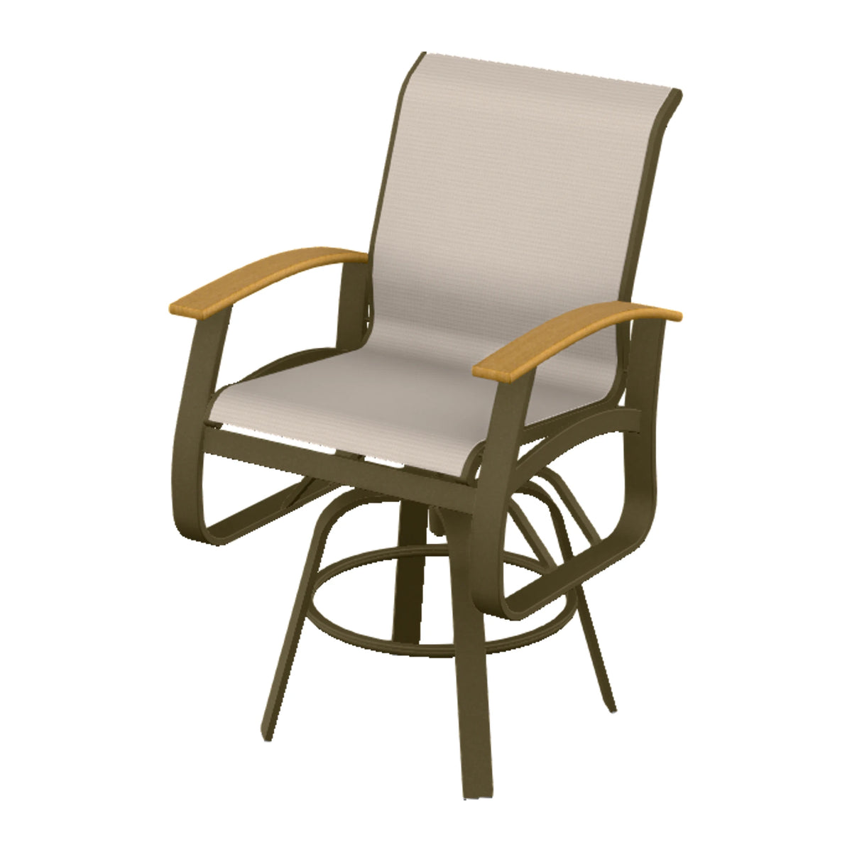 Belle Isle Sling Balcony Swivel Chair — Beachwood PC / Teak Accents