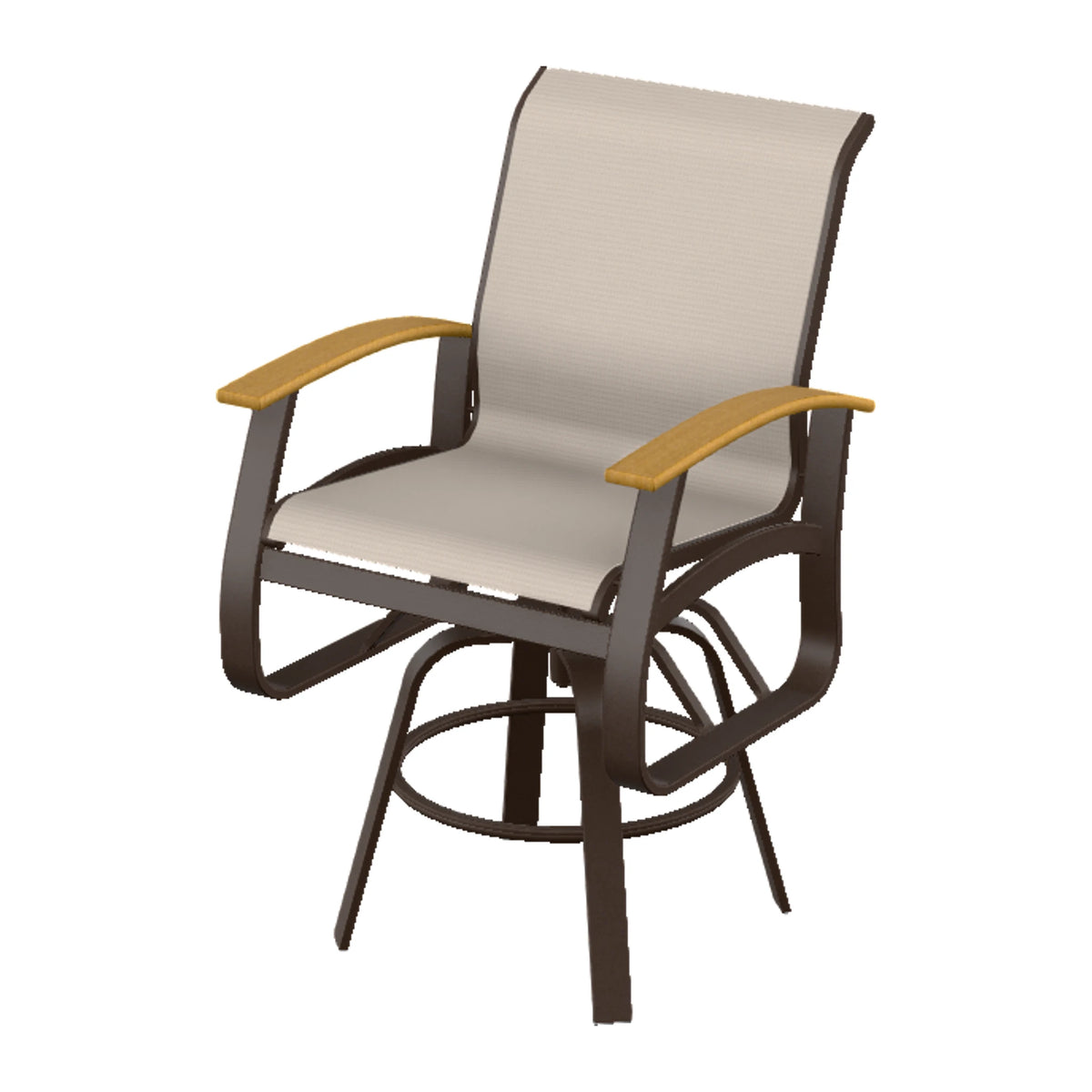Belle Isle Sling Balcony Swivel Chair — Kona PC / Teak Accents