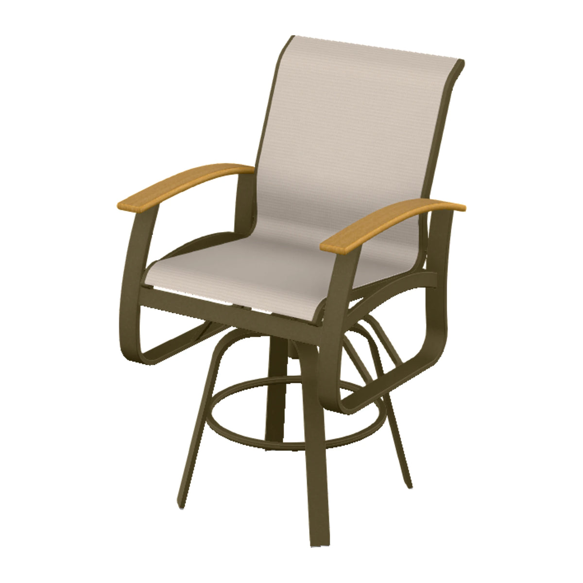 Belle Isle Sling Bar Swivel Chair — Beachwood PC / Teak Accents