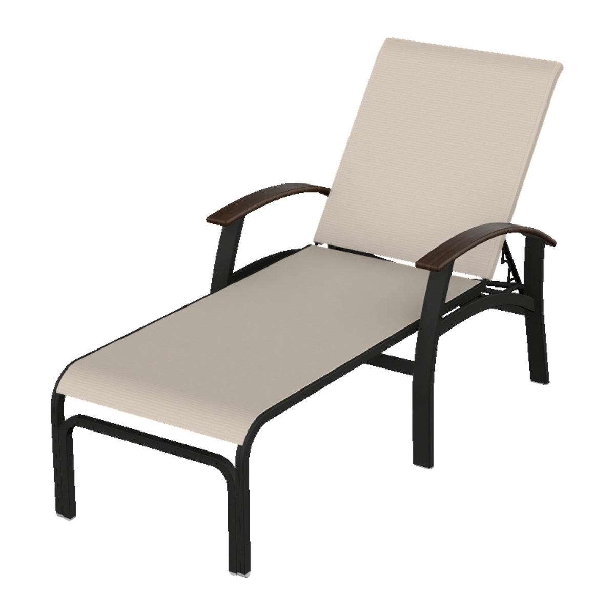 Belle Isle Sling Chaise — Black PC / Chestnut Accents