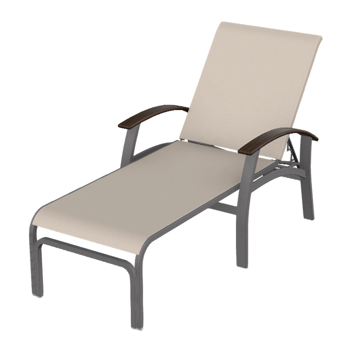 Belle Isle Sling Chaise — Graphite Txt PC / Chestnut Accents